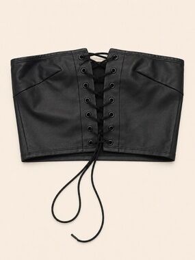Poster Girl Black Faux Leather Lace-Up Corset Top Size S
